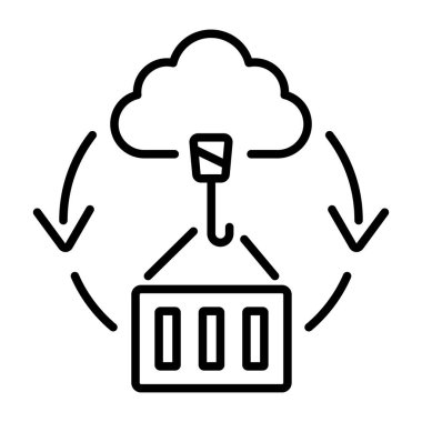 Container orchestration icon in outline style clipart