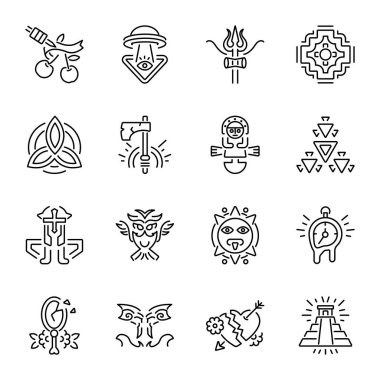 Set of Linear Style Tattoo Design Icons  clipart