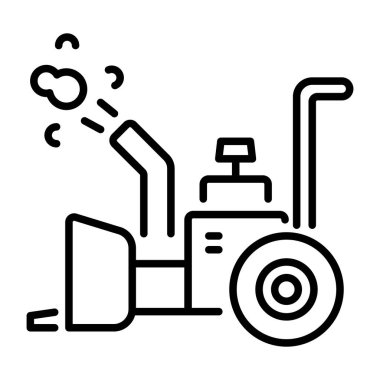 A linear icon of a snow blower removing snow clipart