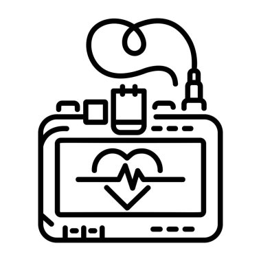 A linear icon of pacemaker machine  clipart