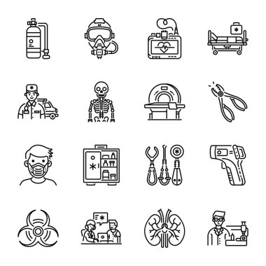 Set of Linear Style Healthcare Icons  clipart