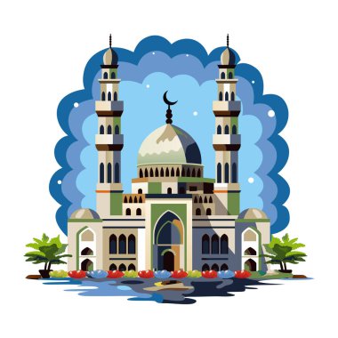Klasik bir caminin düz stil çizimi 