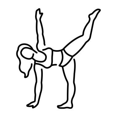 Yoga yapan bir kadının çizgi simgesi. 