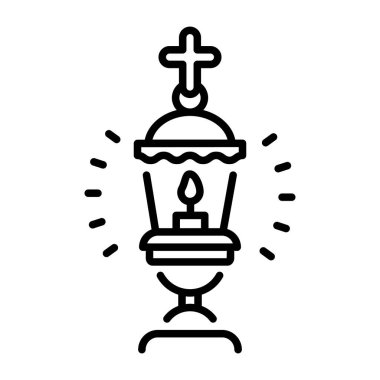 Vigil lamp icon in linear style  clipart