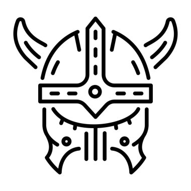 Viking miğferinin çizgi biçimi simgesi 