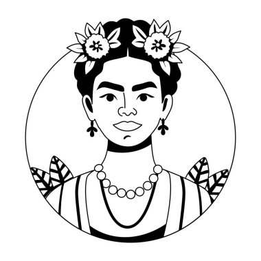 Meksikalı Frida Kahlo 'nun kabartma çizimi. 