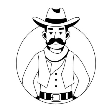 Gaucho kovboy çizimi kabartma stilinde 