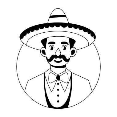 Sombrero kültür karakteri çizimi kabartma stilinde 