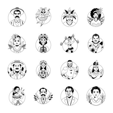 Glyph Biçimli Meksikalı Avatar Çizimleri 