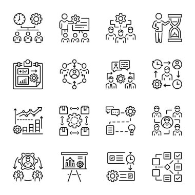 Set of Skill Management Linear Style Icons  clipart