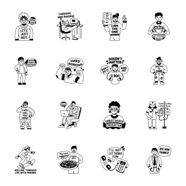 Kabartma Biçimli Alaycılık Karakterleri Etiketleri 