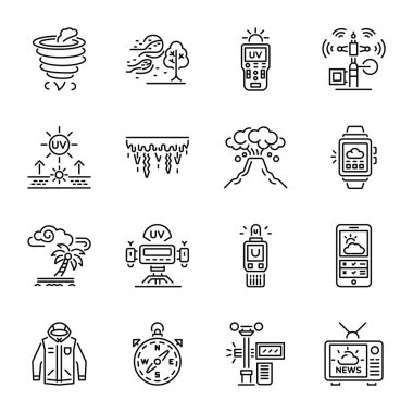 Collection of Linear Style Atmospheric Icons  clipart