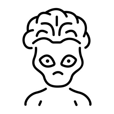 Alien mind icon in linear style  clipart