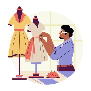 Moda tasarımcısı çizimi düz stil 