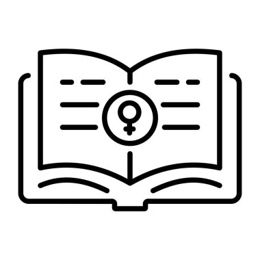 A linear style icon of feminist book with female symbol  clipart