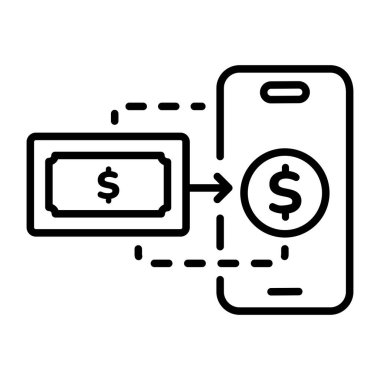 Çevrimiçi aktarımı gösteren bir cep telefonunun satır biçimi simgesi 