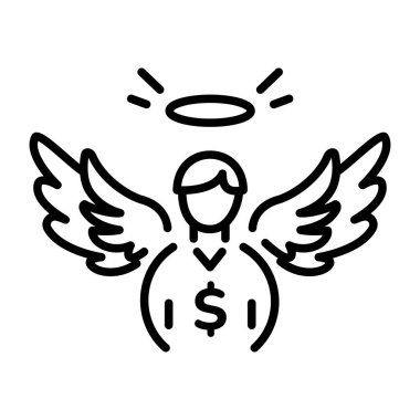 Bir melek yatırımcıyı tasvir eden doğrusal bir simge 