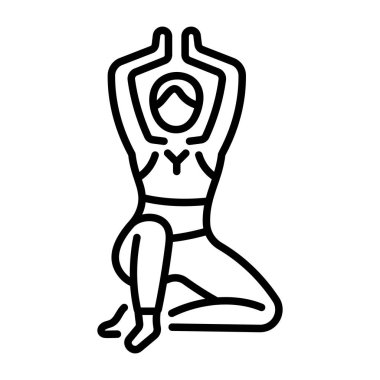 Yoga yapan bir karakter, doğrusal biçim simgesi 