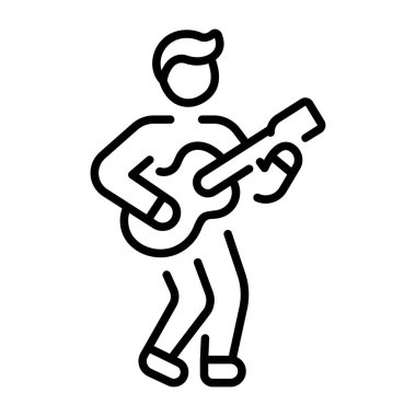 Gitar simgesini doğrusal olarak çalan bir karakter 