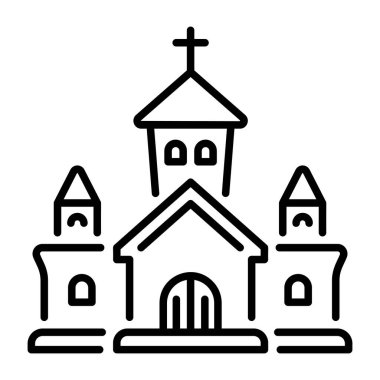 Gotik bir kilise binasının doğrusal simgesi. 