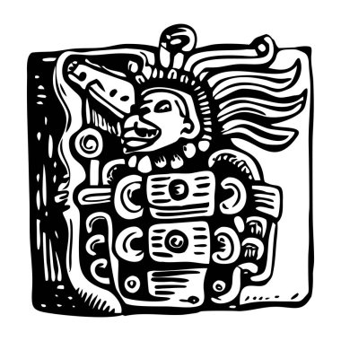 Eski Maya el yazması illüstrasyonları 