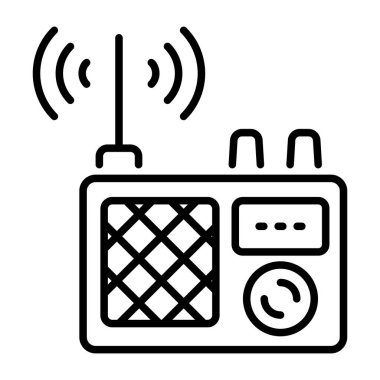 Taşınabilir kamp radyosunun çizgi tarzı simgesi