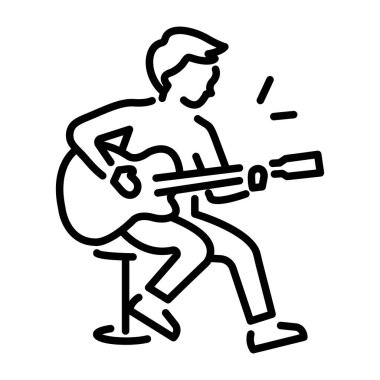 Gitar çalıcısını gösteren bir taslak biçimi simgesi 