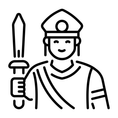 Mapuche savaşçısının çizgi stili simgesi.
