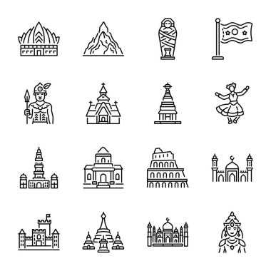 Country Art Outline Biçim Simgelerinin Kümesi 