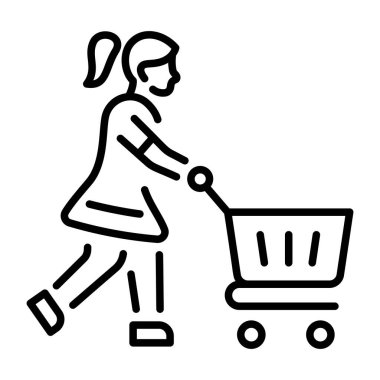 Alışveriş arabasını tasvir eden bir taslak tarzı simgesi