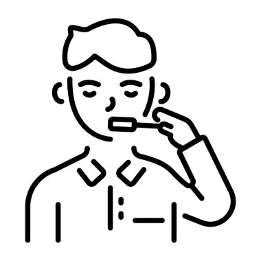 Dişleri fırçalayan bir karakteri temsil eden doğrusal bir simge