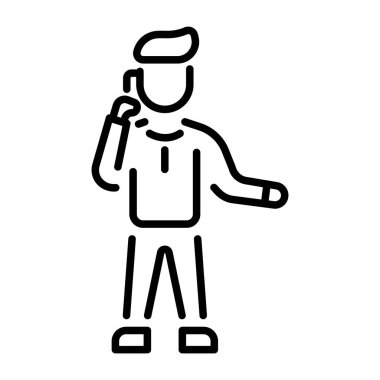 Telefon görüşmesi yapan bir karakteri gösteren bir satır biçimi simgesi