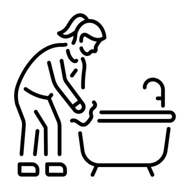 Karakter temizleme küveti tasvir eden doğrusal bir simge