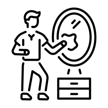 Aynayı temizleyen kişiyi gösteren bir satır biçimi simgesi