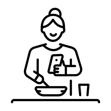 Bir karakter yemek pişirme simgesi