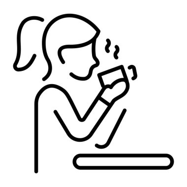 Kahve içen bir karakteri gösteren bir çizgi simgesi