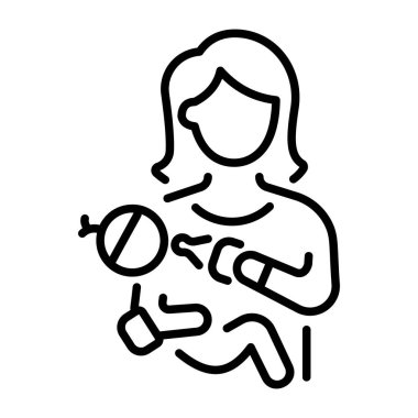 Karakteri besleyen bir bebeği tasvir eden doğrusal bir simge