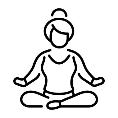 Yoga yapan bir karakteri gösteren bir satır biçimi simgesi