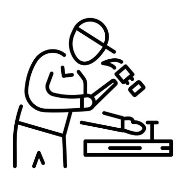 Çivi çakan birini tasvir eden bir satır biçimi simgesi