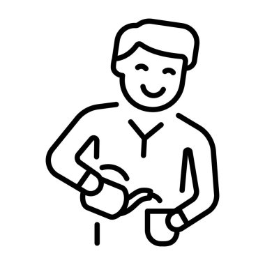 Çay yapan karakteri gösteren bir satır biçimi simgesi