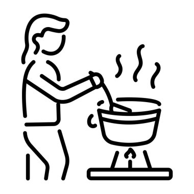 Karakter çorbası tarifi yapan doğrusal bir simge