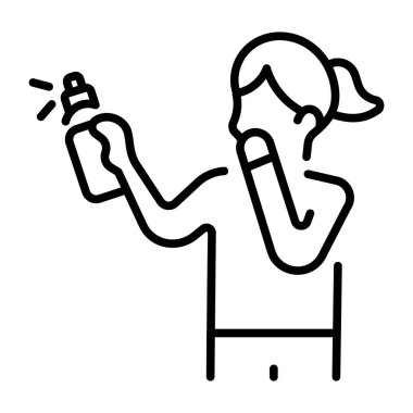 Bir kişinin havaya sis püskürttüğünü gösteren doğrusal bir simge 