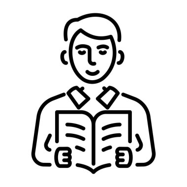 Kitap okuyan birini temsil eden doğrusal bir simge