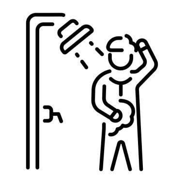 Duş alan bir karakteri gösteren doğrusal bir simge