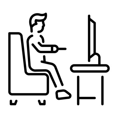 Televizyon izleyen bir kişiyi gösteren bir satır biçimi simgesi