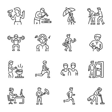 Yaşam Tarzı Taslak Simgelerinin Koleksiyonu 