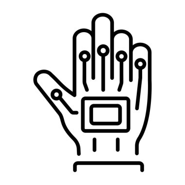 Bir haptik eldiven aksesuarını gösteren doğrusal bir simge