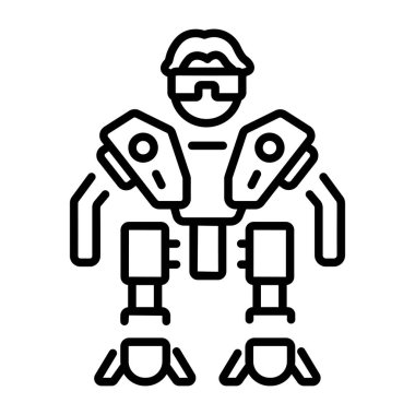 Askeri robot makine gösteren bir satır biçimi simgesi