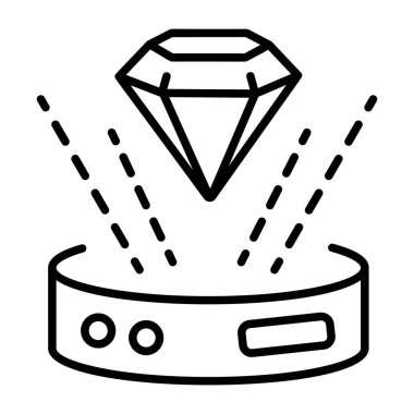 Elmas bir hologram nesnesini tasvir eden bir çizgi biçimi simgesi