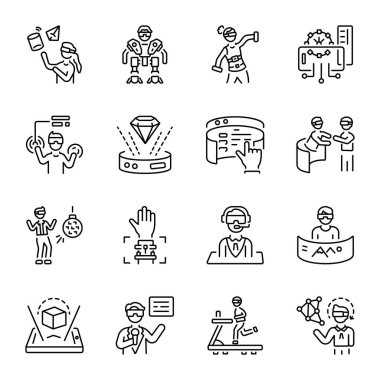 Fütürist Teknoloji Doğrusal Simgeleri Kümesi 